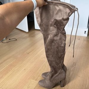 Over the knee brown fix suede boots